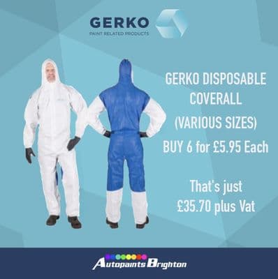 GERKO DISPOSABLE COVERALL (VARIOUS SIZES) BUY 6 for £5.95 Each
