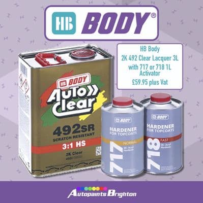 HB Body 2K 492 Clear Lacquer 3L & 1L Activator (Select Activator)