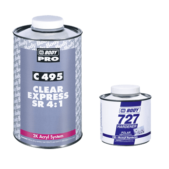 HB Body 2K Auto Clear 495SR Express MS Rapid 1L & 250ml  Activator (Select Hardener)