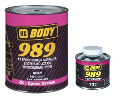 HB Body 989 4:1 Epoxy Primer/Surfacer 1L + Activator 250ml - GREY