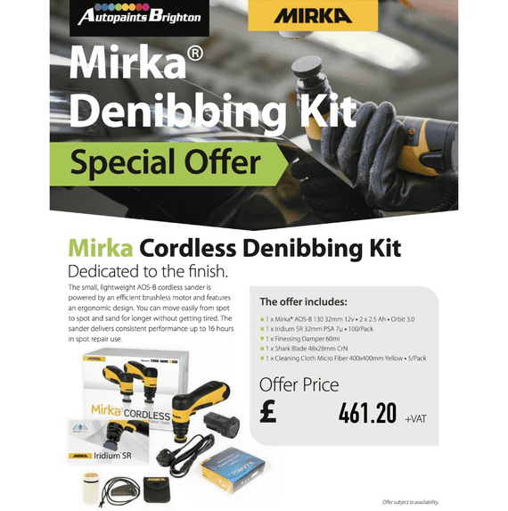 Mirka AOS 130NV 32mm Orbit 3.0 Cordless Denibbing Kit