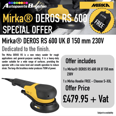 Mirka® DEROS RS 600 UK Ø 150 mm 230V with FREE Hoodie