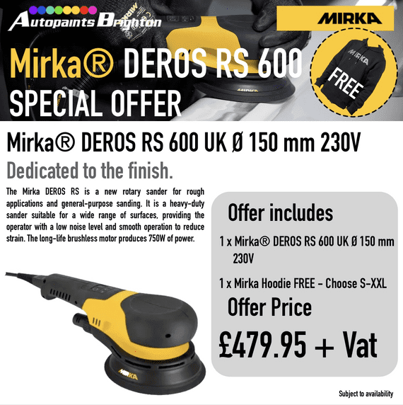 Mirka® DEROS RS 600 UK Ø 150 mm 230V with FREE Hoodie