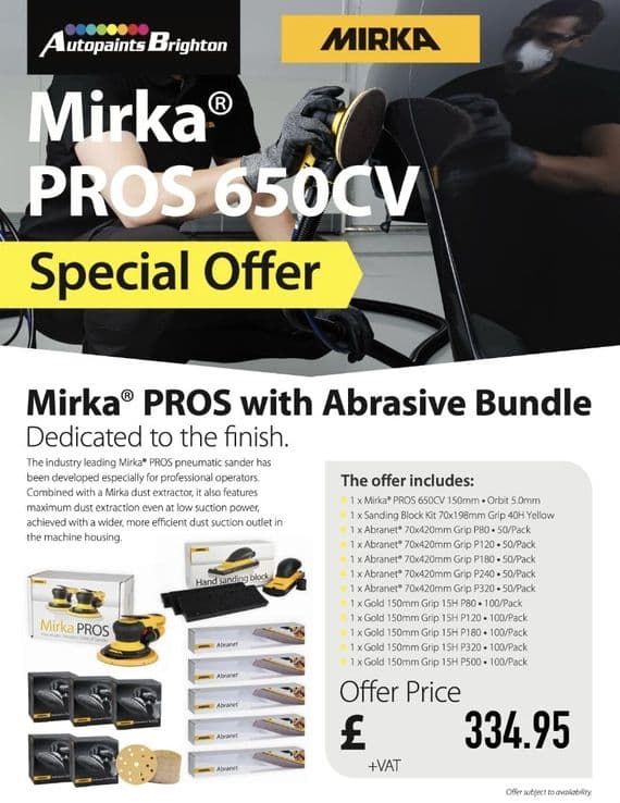 Mirka PROS 650CV 150mm Central Vacuum Orbit 5.0 Abrasive Bundle