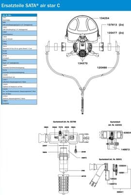 SATA Air Star C Half Mask Respirator Spare Parts