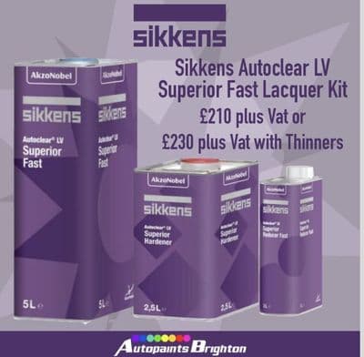 Sikkens Autoclear LV Superior Fast Lacquer Kit 7.5L or 8.5L with Thinners