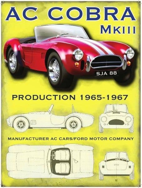 AC Cobra MKIII 1965- 67 Large Metal Sign 400mm x 300mm (og)