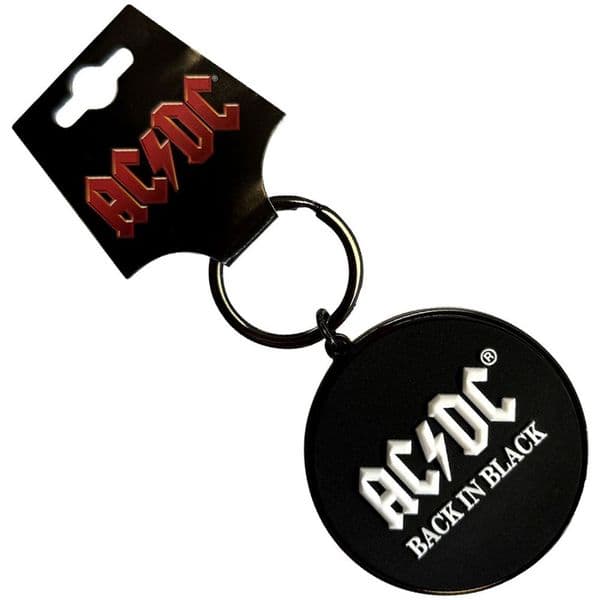 AC/DC Back In Black zinc alloy round keyring  55mm diameter