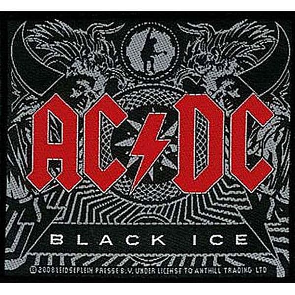 AC/DC Black Ice sew-on cloth patch 100mm x 90mm (rz)