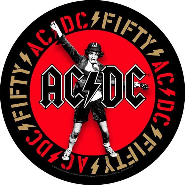 AC/DC Fifty round jumbo sized sew-on cloth backpatch (rz)