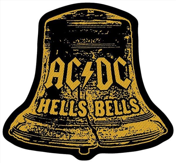 AC/DC Hells Bells shaped iron/sew-on cloth patch 95mm x 90mm   (rz)