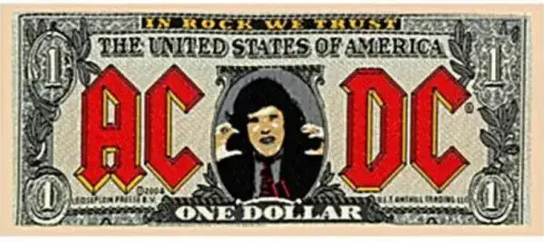 AC/DC US$ Banknote sew-on cloth patch 150mm x 70mm (rz)