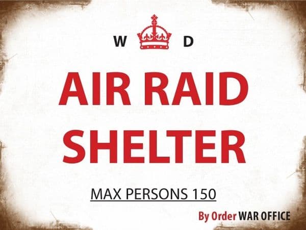 Air Raid Shelter weathered small steel sign 200mm x 150mm (og)