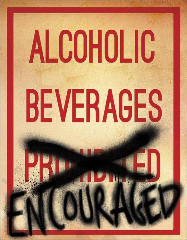 Alcoholic Beverages Encouraged Metal Sign 400mm x 320mm (de)
