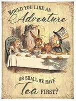 Alice In Wonderland Adventure Tea Party Scene Small Metal Sign 200mm x 150mm (og)