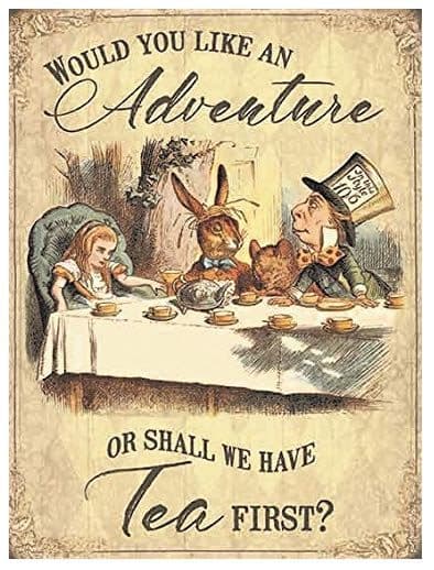 Alice In Wonderland Adventure Tea Party Scene Small Metal Sign 200mm x 150mm (og)