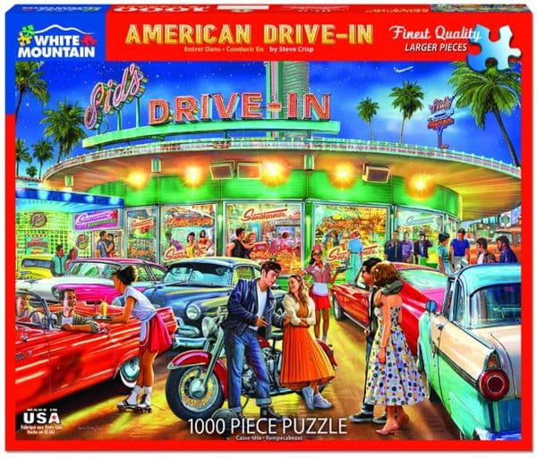 American Drive In 1000 Piece Jigsaw Puzzle by White Mountain  760mm x 610mm