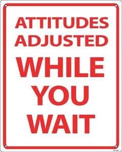 Attitudes Adjusted aluminium funny wall sign 255mm x 205mm