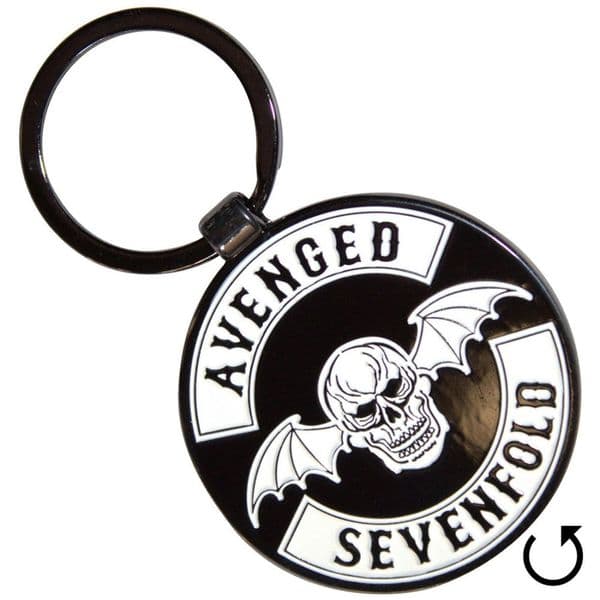 Avenged Sevenfold Deathbat Crest zinc alloy round keyring  45mm diameter