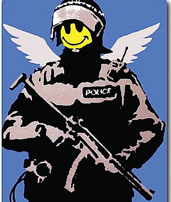 Banksy Smiley Police drinks mat / coaster   (2f)