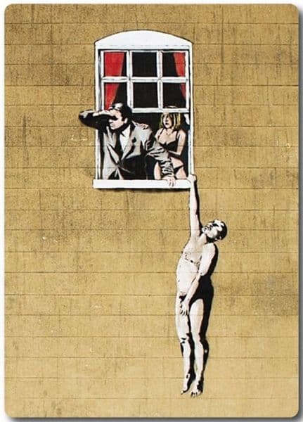 Banksy Well Hung Lover fridge magnet (2f)