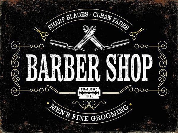 Barber Shop Sharp Blades, Clean Fades 90mm x 65mm fridge magnet (og)