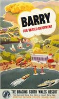 Barry, South Wales (old rail ad.) fridge magnet   (se)