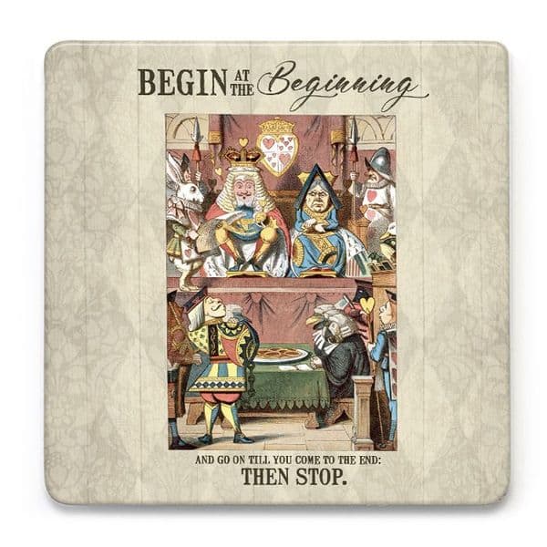 Begin At The Beginning Alice In Wonderland Melamine Drinks Mat/Coaster