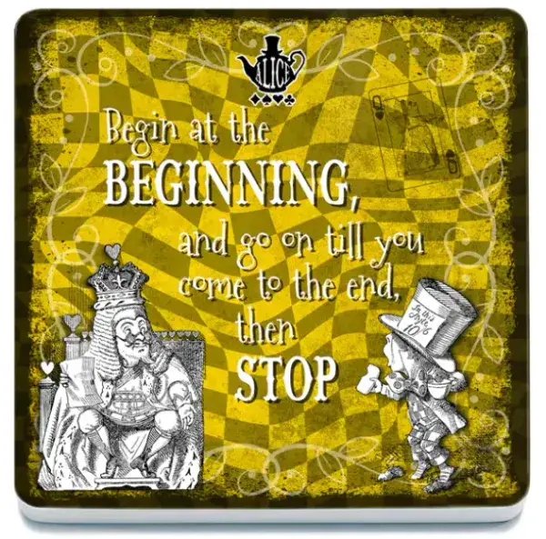 Begin at the Beginning and go on....Alice In Wonderland Melamine Drinks Mat/Coaster (col)