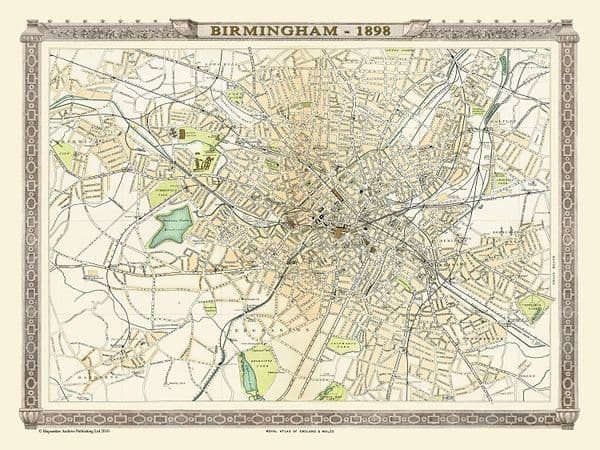 Birmingham 1898 Royal Atlas Map  1000 Piece Jigsaw 690mm x 480mm