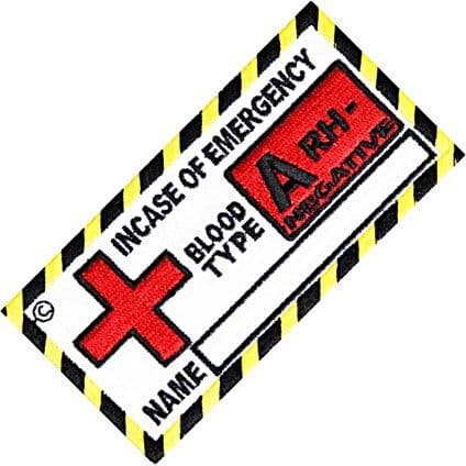Blood Group A Negative iron-on/sew-on patch 100mm x 50mm (cp)