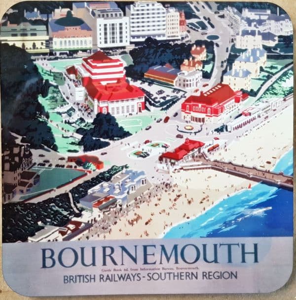 Bournemouth From The Air cork backed drinks coaster    (se)