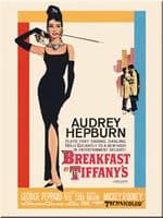 Breakfast at Tiffanys (white bgrd) steel fridge magnet   (na)