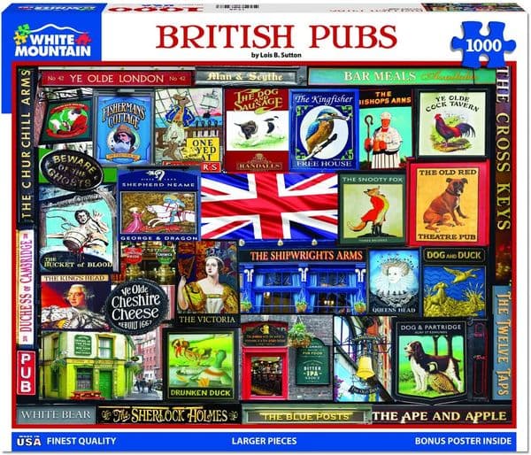 British Pubs 1000 piece jigsaw puzzle by White Mountain Puzzles 760mm x 610mm