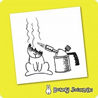 Bunny Suicides Death By Blowtorch single funny drinks coaster (hb)