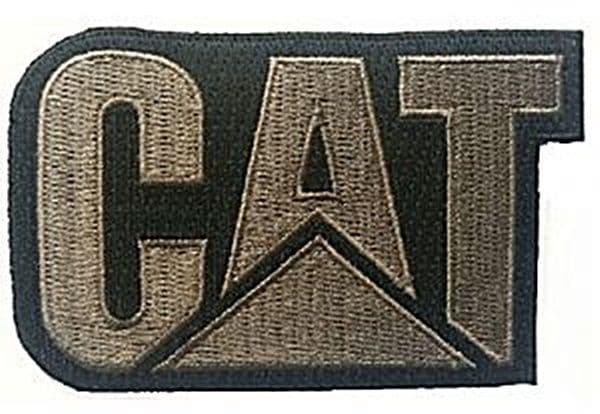 CAT black/gold iron-on/sew-on cloth patch  85mm x 55mm (os)