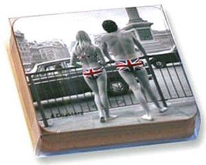 Cheeky Brits in Union Jack Pants set of 4 drinks coasters (ti) REDUCED!!