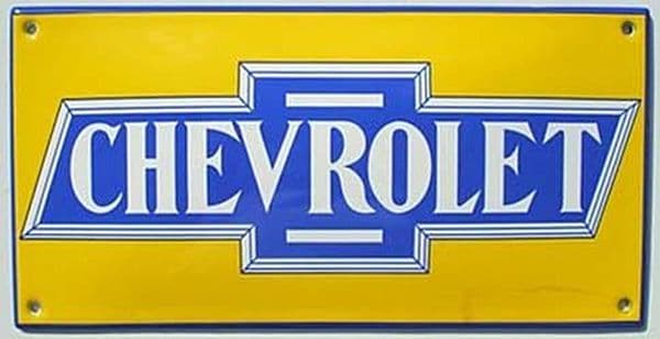 Chevrolet bowtie vitreous enamelled badge 200mm x 100mm (jj)