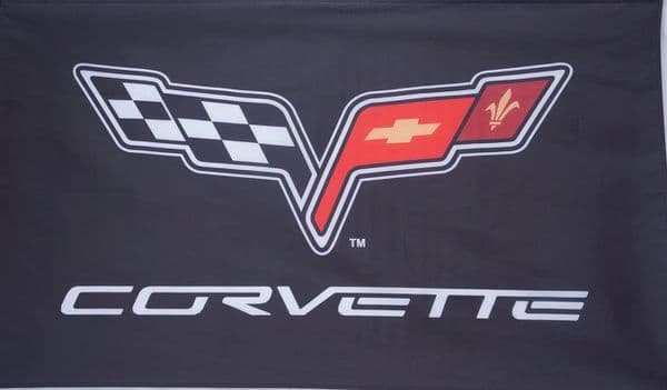 Chevrolet Corvette Flag black landscape 1500mm x 900mm (of) REDUCED