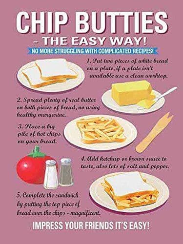 Chip Butties Large Metal Sign 400mm x 300mm (og)