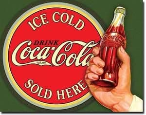 Coca Cola Bottle In Hand metal sign