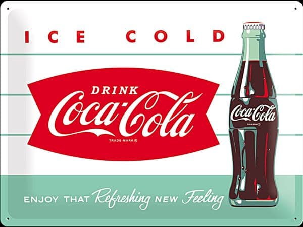 Coca Cola Ice Cold Bottle large embossed steel sign    (na 4030)