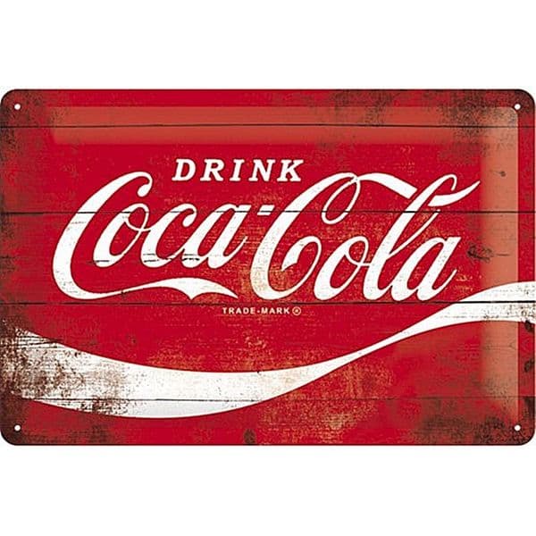 Coca Cola Logo Red Wave embossed metal sign 300mm x 200mm (na)
