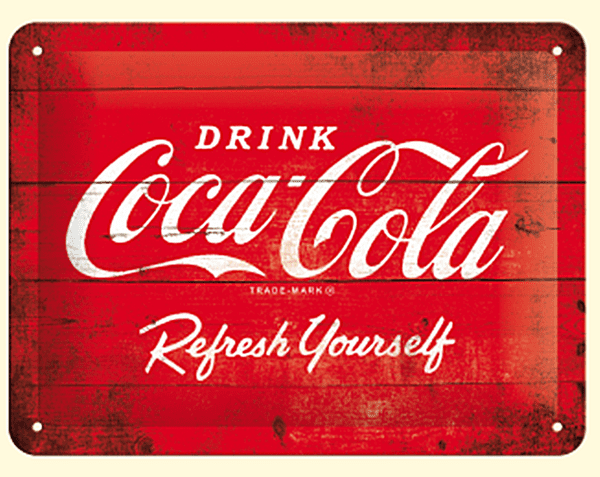 Coca Cola Logo Refresh Yourself small metal sign 200mm x 150mm