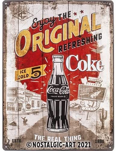 Coca Cola Original Route 66 large embossed metal sign  400mm x 300mm