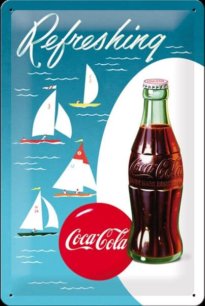Coca Cola Sailing Boats embossed steel sign   (na 3020)
