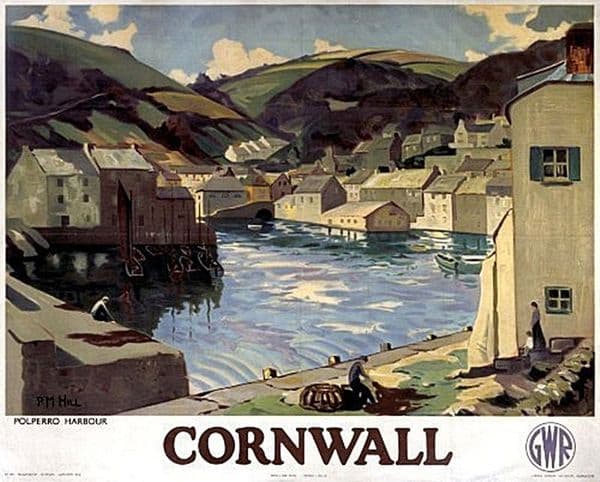 Cornwall (Polperro Harbour) Small Steel Sign 200mm x 150mm (OG)