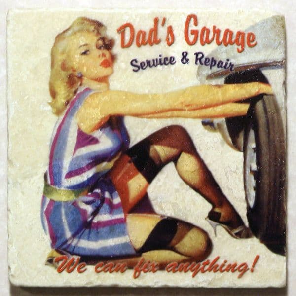 Dad's Garage Tumbled Marble Drinks Coaster (og)