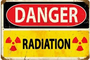 Danger Radiation rusted metal sign  440mm x 290mm