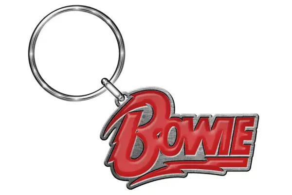 David Bowie flash logo shaped metal keyring 55mm x 35mm (rz)